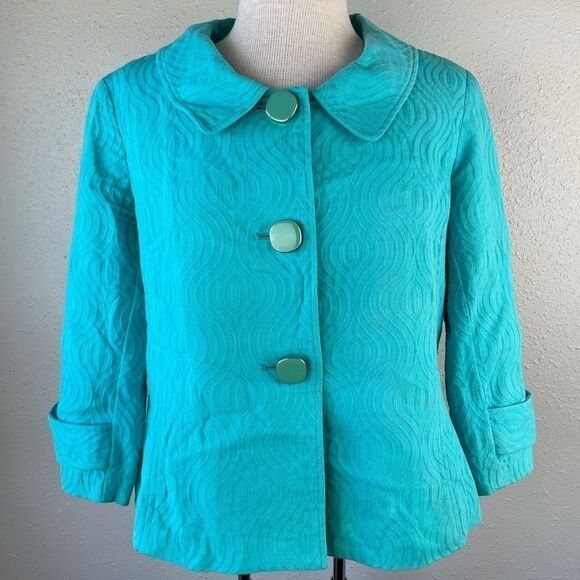 Trenz PetiteTurquoise Blue Blazer Jacket EUC - Picture 1 of 8